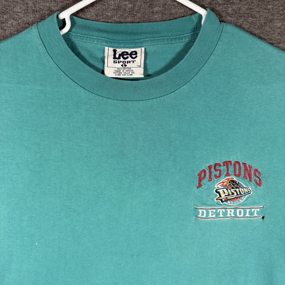 Vintage Detroit Pistons Shirt Mens Large Green NBA Basketball Lee Sport Tee 90s